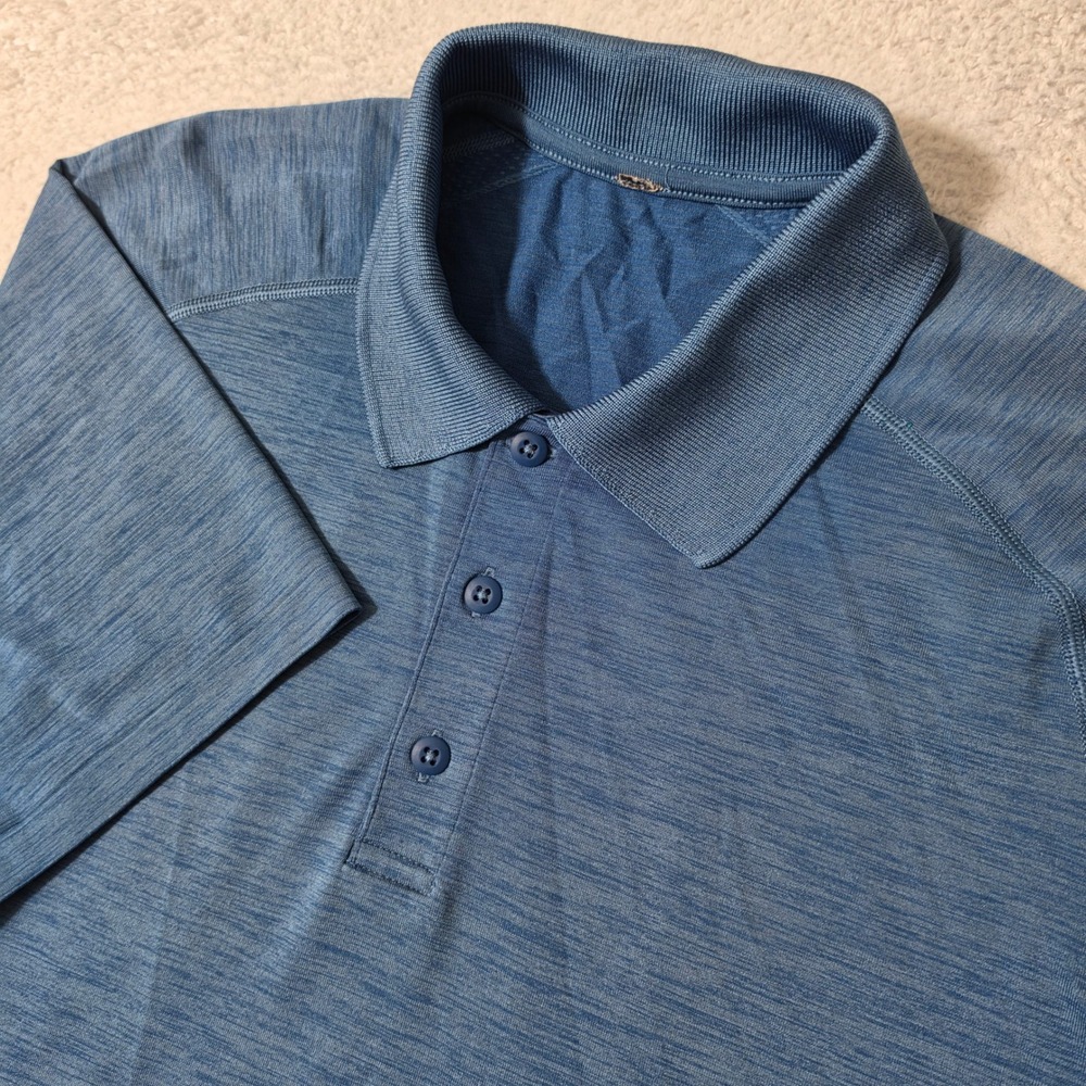 Lululemon Metal Vent Tech Polo Mens L Blue Heathered Stretch